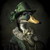 Lady duck in green hat whit white flower Poster Canvas Print Art Painting Decor