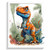 Colourful T-Rex Art Print Nursery Wall Art Framed T-Rex Dinosaur Animal Print (3