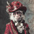 Gentelman Monkey with a richly decorated red top hat adorned with various flowe