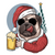 Pug dog beer wearing a santa costume for christmas vector illustration Poster Ca