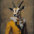 Gentelman Antelope with a formal yellow suit, complete with a ruffled lace colla