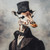 Gentelman Giraffe is wearing a formal black top hat and a traditional black sui