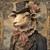 Gentelman Sheep in a Victorian-style outfit and sophisticated top hat adorned wi