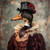 Lady duck in an anthropomorphic style, dressed in a richly detailed Victorian-i