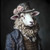 Gentelman Sheep in a white with a soft, woolly texture with a top hat featuring