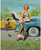 Pinup Girl - Tow Truck Flat Tire Poster Canvas Picture Art Movie Car Game Film