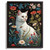 White Cat In Flowers Field Art Print Wall Art Framed Picture Flower Artwork Gift