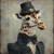Gentelman Giraffe with a black top hat featuring a lace design and a small whit