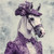 Lady Horse with a lavish outfit featuring a richly detailed, lavender-toned outf