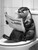 Otter on Toilet-BlackAndWhite-3by4 Poster Canvas Funny Annimals Pritnt A0 A1 A2