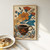 70s retro flowers and coffee cup aesthetic block art print - 60s 70s style art w