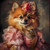 Regal Pomeranian in a pink, ornate dress with gold accents. Poster Canvas Print