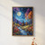 Moon above the magical woodland at night art print - full moon above trees oil p
