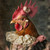 Regal Hen dressed in a detailed, ornate outfit, adorned with a large, intricatel