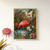 Botanical flamingo William Morris style art print - foliage botanical leaves and
