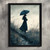 Umbrella Lady Wall Art Print for Living Room Picture Umbrella Woman Poster Art (