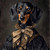 dachshund in a a rich, ornate outfit. Art Gallery Poster Canvas Print Wall Deco