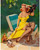Gil Elvgren - Pinup Girl - Hold Everything Making Friends Puppy Love Poster Canv