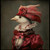 Lady Bird head is adorned with a large, flamboyant hat with a prominent red feat