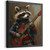 The Rocker Racoon Painting Funny Racoon Portrait Animal Wall Art Racoon Print (2