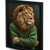 Regal Lion in Green Sweater Quirky Animal Wall Art Print Lion Poster Art (2) Pos