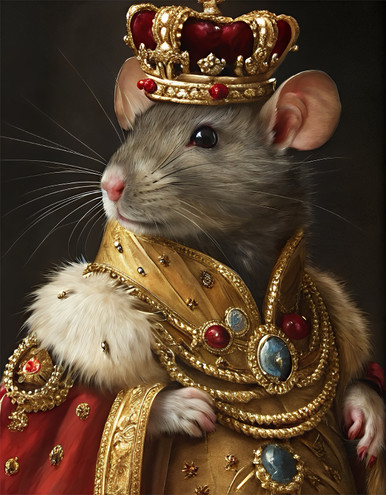 King Rat Wall Art Cute Rat Portrait Renaissance Painting Royal Rat bez ramki