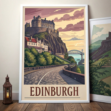 Majestic Edinburgh Scotland Travel Poster - Historic Castle Art Print 2 ...