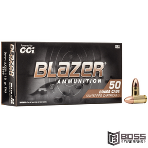 Blazer Ammunition - 9mm 115gr Blazer Brass 50/Box - #5200 - 076683052001 - Boss Firearms - BossFirearms.com Blazer Ammunition - 9mm 115gr Blazer Brass 50/Box - #5200 - 076683052001 - Boss Firearms - BossFirearms.com