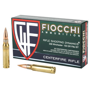 Fiocchi - 308WIN 150gr FMJ Boat Tail20/Box- 308A - 762344705620- Boss Firearms - BossFirearms.com