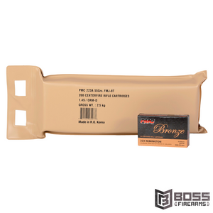 PMC Ammunition - Bronze 223 Remington 55 gr FMJ 200 Round Bulk Pack - #223A-BP - 741569060073 - Boss Firearms - BossFirearms.com PMC Ammunition - Bronze 223 Remington 55 gr FMJ 200 Round Bulk Pack - #223A-BP - 741569060073 - Boss Firearms - BossFirearms.com