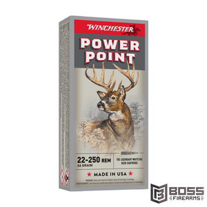 Winchester - PowerPoint 22-250 Remington 64 gr 20 Round Box - AX222502 - Boss Firearms - BossFirearms.com Winchester - PowerPoint 22-250 Remington 64 gr 20 Round Box - AX222502 - Boss Firearms - BossFirearms.com