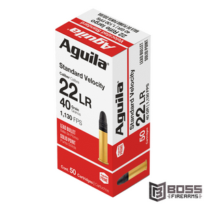 Aguila - Rimfire 22LR 40gr Solid Point Standard Velocity 50/Box - 1B220332 - 640420001050 - Boss Firearms - BossFirearms.com Aguila - Rimfire 22LR 40gr Solid Point Standard Velocity 50/Box - 1B220332 - 640420001050 - Boss Firearms - BossFirearms.com