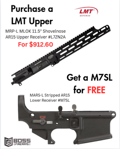 LMT Defense- Purchase the MRP-L MLOCK 11.5" Shovelnose AR15 Upper Receiver #L7ZN2A get the Lower Receiver #M7SL for FREE