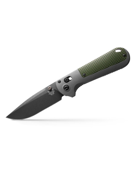Benchmade Redoubt Gray & Green Grivory | AXIS Lock | Drop-Point