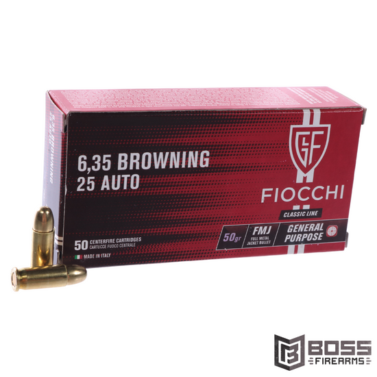 Fiocchi - Classic Line 25 Auto 50 gr FMJ 50/Box - 25AP - 0762344001418 - Boss Firearms - BossFirearms.com