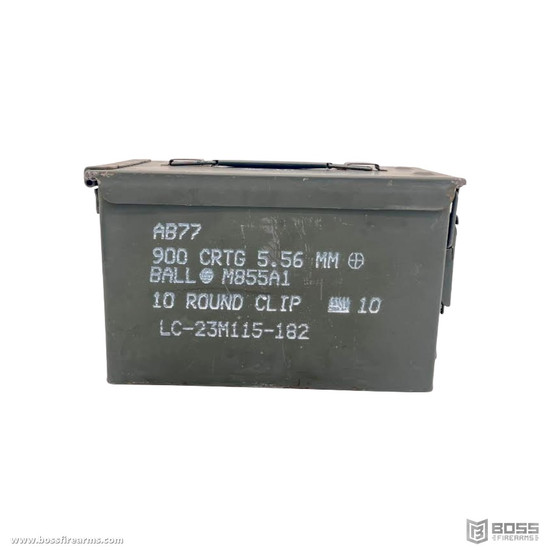 Military Surplus 5.56MM 900Rd. Capacity Bulk Ammo Can Front View Military Surplus 5.56MM 900Rd. Capacity Bulk Ammo Can Front View