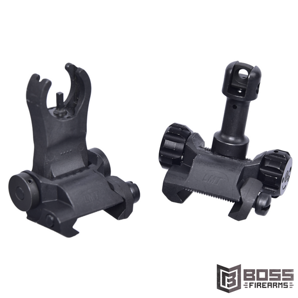 LMT Defense - Front & Rear Backup Flip Sights - Fits 5.56 / .308 - #L8BUIST - Boss Firearms - BossFirearms.com
