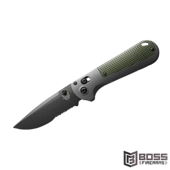 Benchmade - Redoubt Gray & Green Grivory Serrated - 430SBK - 610953204624 - Boss Firearms - BossFirearms.com
