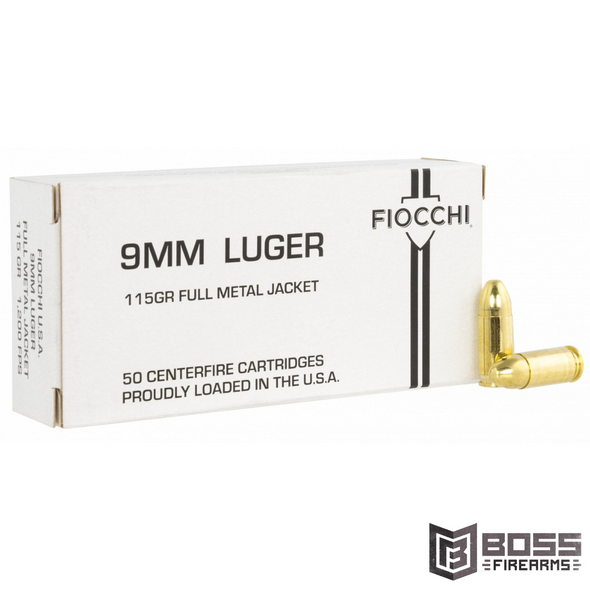 Fiocchi 9FMJ115 White Box 9mm Luger 115 gr Full Metal Jacket (FMJ) 50 Per Box/20 Cs - 9fmj115 - Boss Firearms