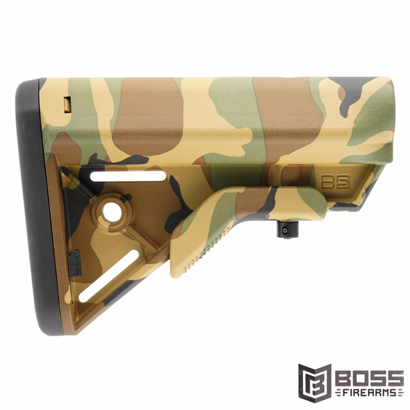 B5 Systems Bravo Stock - Woodland Camo - BRV-1184 - 814927022621 - Boss Firearms - BossFirearms.com