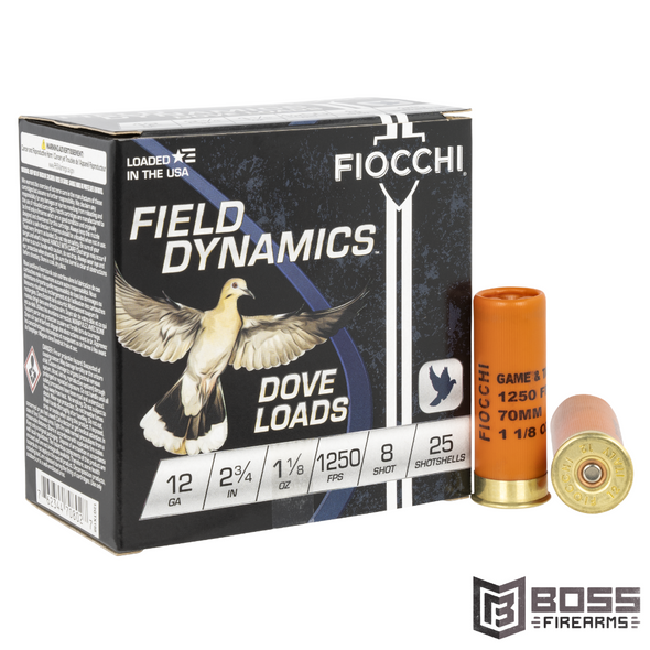 Fiocchi - Field Dynamics Dove & Quail 12 ga 25/Box - 12GTX188 - 762344708027 - Boss Firearms - BossFirearms.com