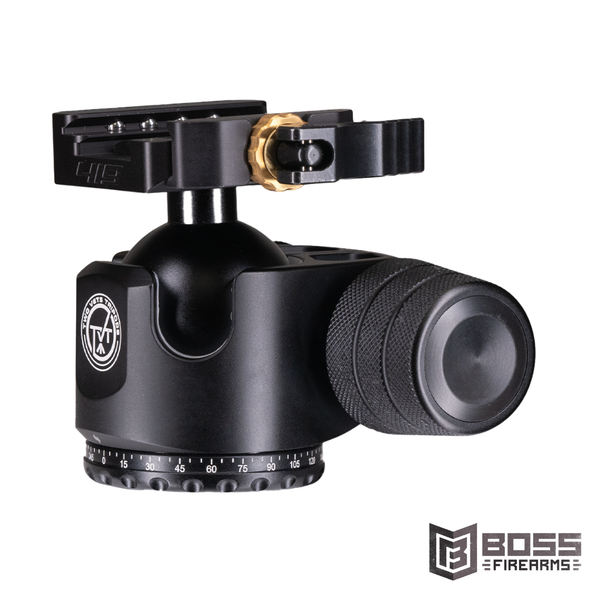 Two Vets Tripods - 44MM Dual Tension Ballhead W/ Arcalock Dual Clamp (Arca Swiss and Picatinny) - 44MM419QD - Boss Firearms - BossFirearms.com