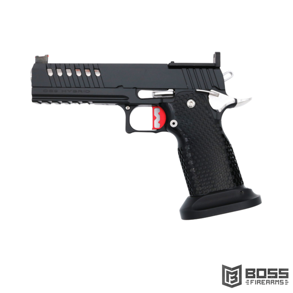 Masterpiece Arms DS9 Hybrid Black & Stainless 1911 9mm Semi-Auto Pistol - Co-Witness Trijicon, Medium Red Trigger