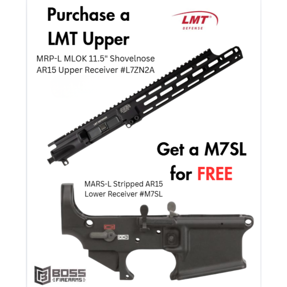 LMT Defense- Purchase the MRP-L MLOCK 11.5" Shovelnose AR15 Upper Receiver #L7ZN2A get the Lower Receiver #M7SL for FREE