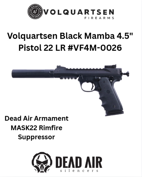 Volquartsen Black Mamba 4.5" Pistol .22 LR & Dead Air Silencer Bundle #VF4M-0026MASK22