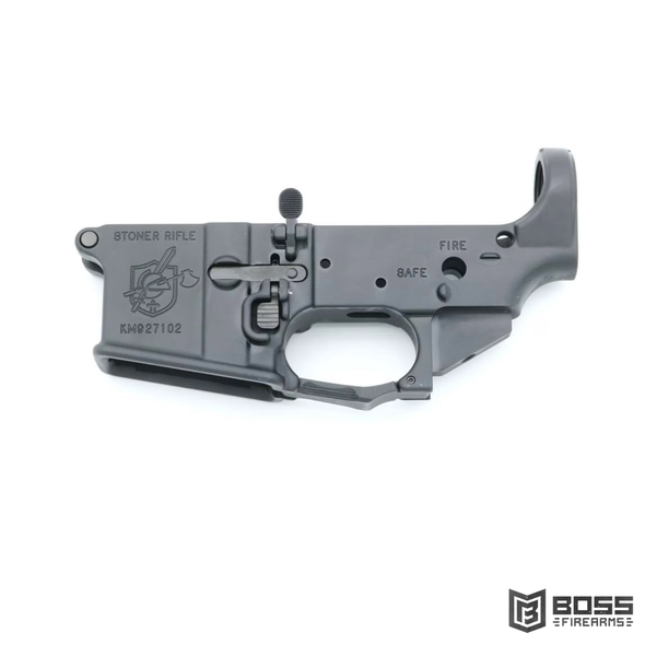 KAC SR-15 ambi lower receiver showing ambidextrous controls and markings
