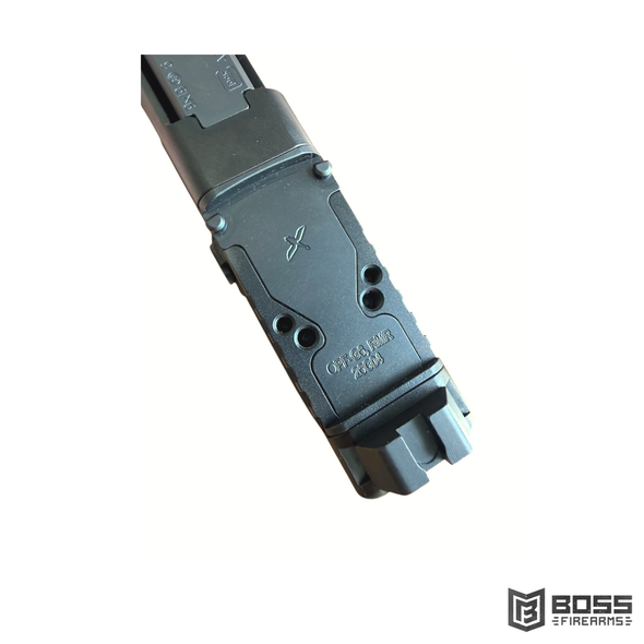 OPF-G6 optics plate installed on Glock slide dovetail for RMR red dot