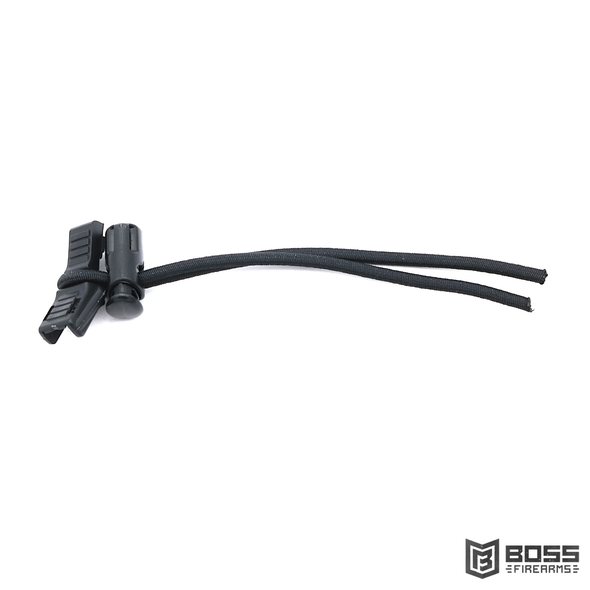 Sling Keep A elastic cord looped through M-LOK slot on AR-15 handguard