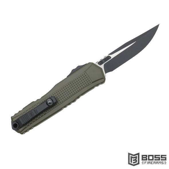 Microtech Glock S/E OTF automatic knife black blade OD Green chassis 81-1OD