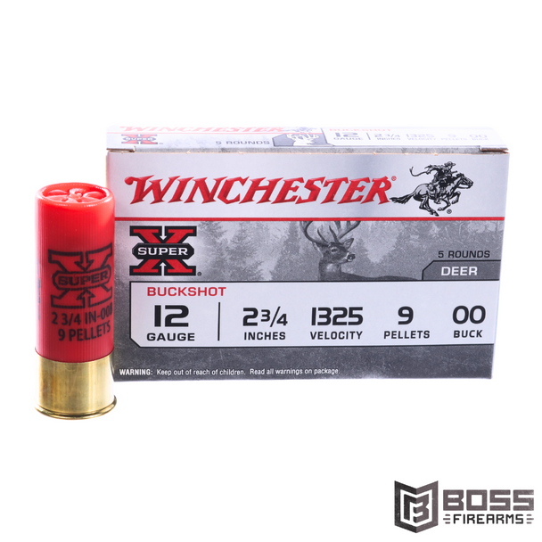 Winchester -  Super-X 12 ga Buckshot 5/Box - XB1200 - 020892007079 - Boss Firearms - BossFirearms.com